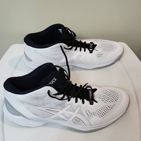 MEN ASICS Shy Elite FF MT White Pure Silver Volleyball Sneakers Size 16 - Picture 2 of 6